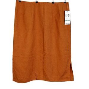 NWT Levine Classics Womens sz 20 Skirt Solid Orange Slit Knee Length Straight